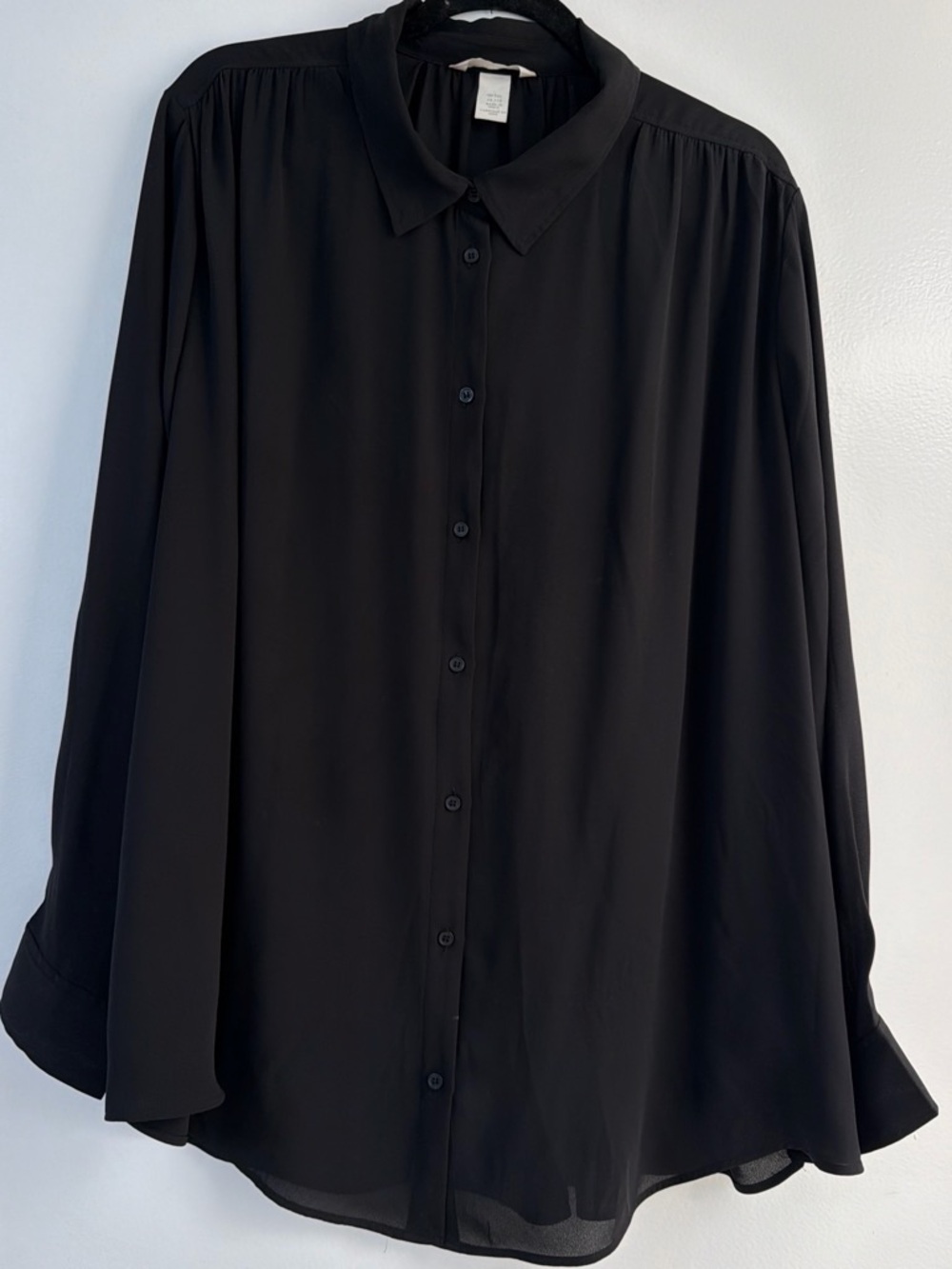 H&M Black Long-Sleeve Button-Down Blouse